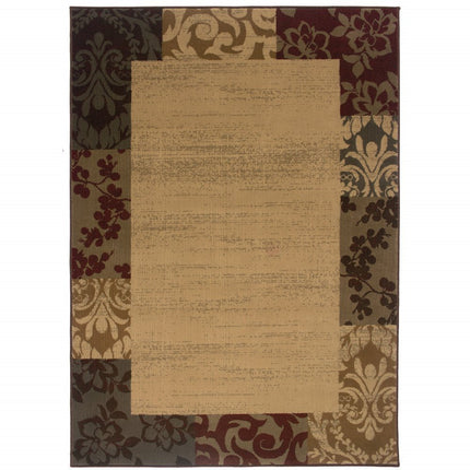 10' X 13' Beige Red Green Gold And Grey Abstract Power Loom Stain Resistant Area Rug HomeRoots