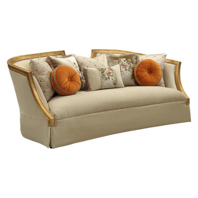 ACME 50835 Daesha Sofa with 8 Pillows, Tan Flannel & Antique Gold ACME Furniture