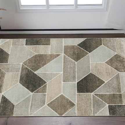 Gray And Ivory Geometric Area Rug HomeRoots