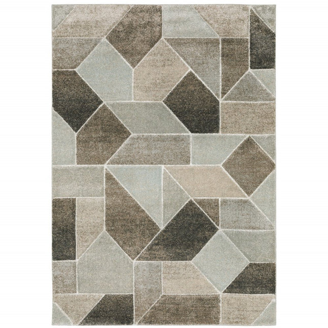Gray And Ivory Geometric Area Rug HomeRoots