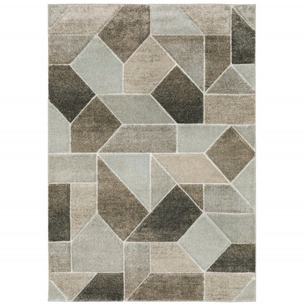 Gray And Ivory Geometric Area Rug HomeRoots