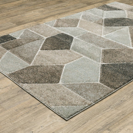 Gray And Ivory Geometric Area Rug HomeRoots
