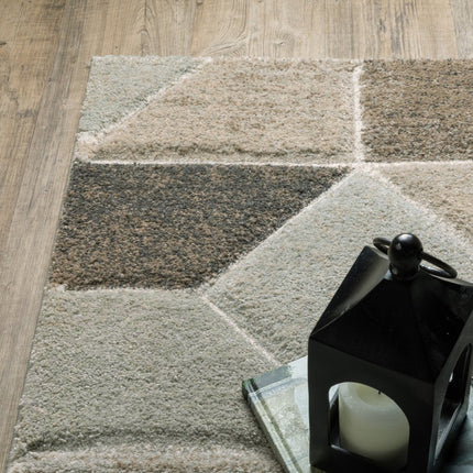 Gray And Ivory Geometric Area Rug HomeRoots
