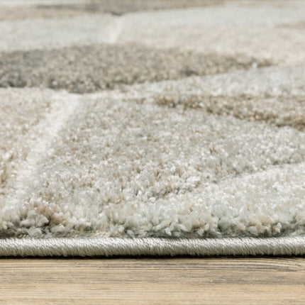 Gray And Ivory Geometric Area Rug HomeRoots