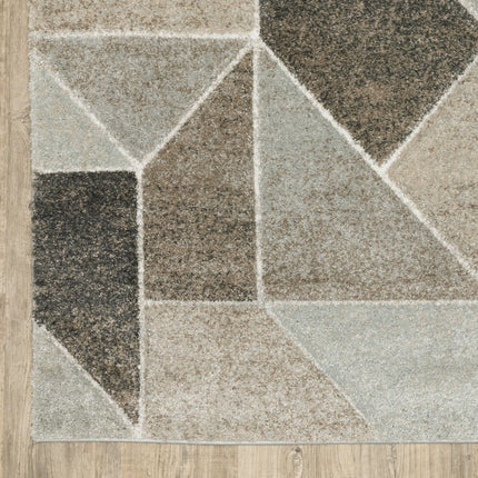 Gray And Ivory Geometric Area Rug HomeRoots