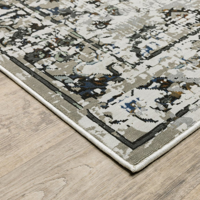 10' X 13' Black and Gray Oriental Power Loom Area Rug HomeRoots