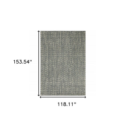 10' X 13' Blue And Ivory Geometric Distressed Area Rug HomeRoots
