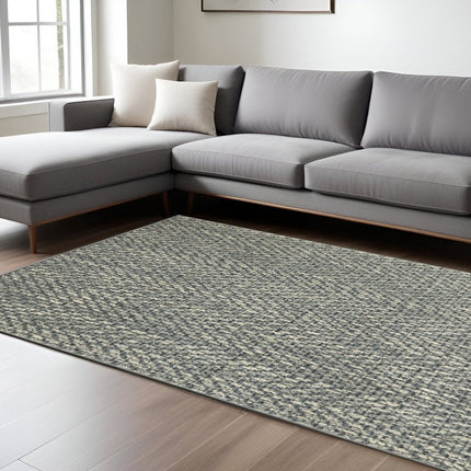 10' X 13' Blue And Ivory Geometric Distressed Area Rug HomeRoots