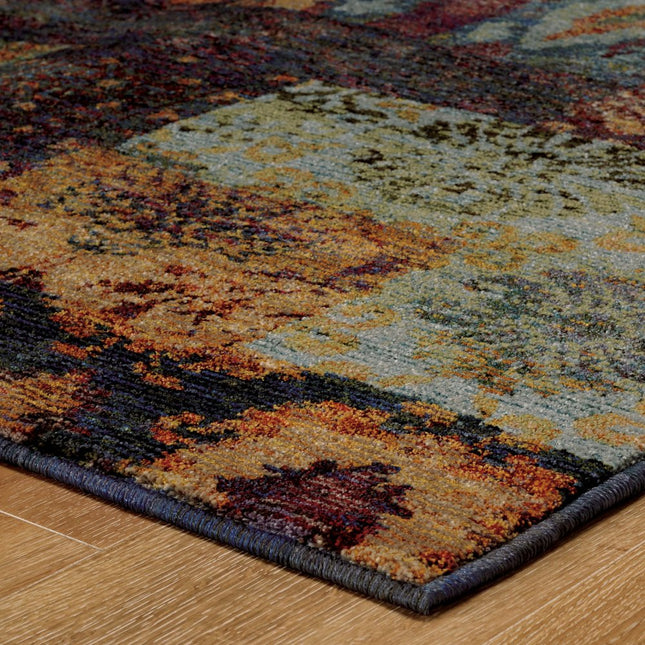 10' X 13' Blue and Gold Abstract Power Loom Area Rug HomeRoots