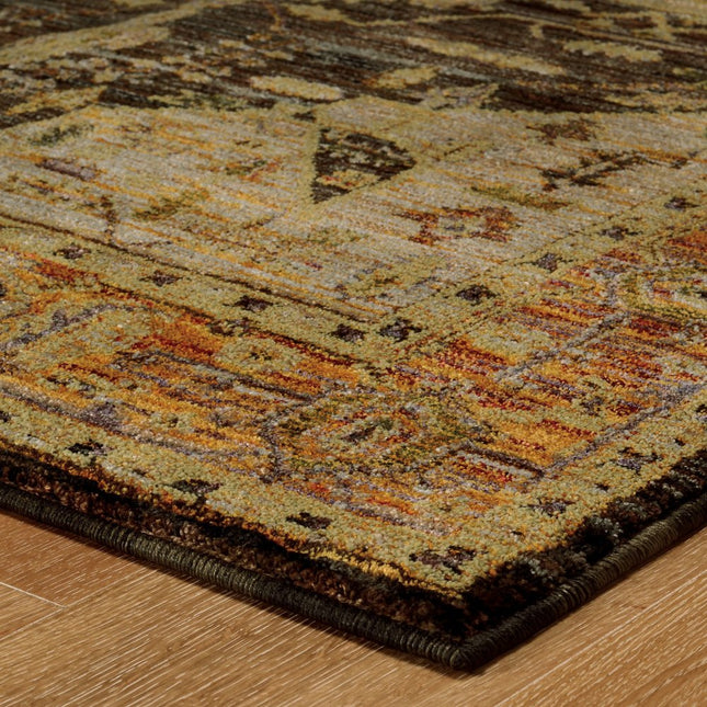 10' X 13' Black and Gold Oriental Power Loom Area Rug HomeRoots