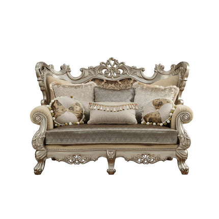 ACME 51041 Ranita Loveseat with 6 Pillows, Fabric & Champagne (1Set/2Ctn)