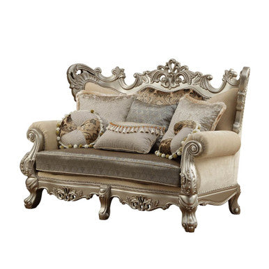 ACME 51041 Ranita Loveseat with 6 Pillows, Fabric & Champagne (1Set/2Ctn) ACME Furniture