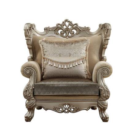 ACME 51042 Ranita Chair with 2 Pillows, Fabric & Champagne (1Set/2Ctn)