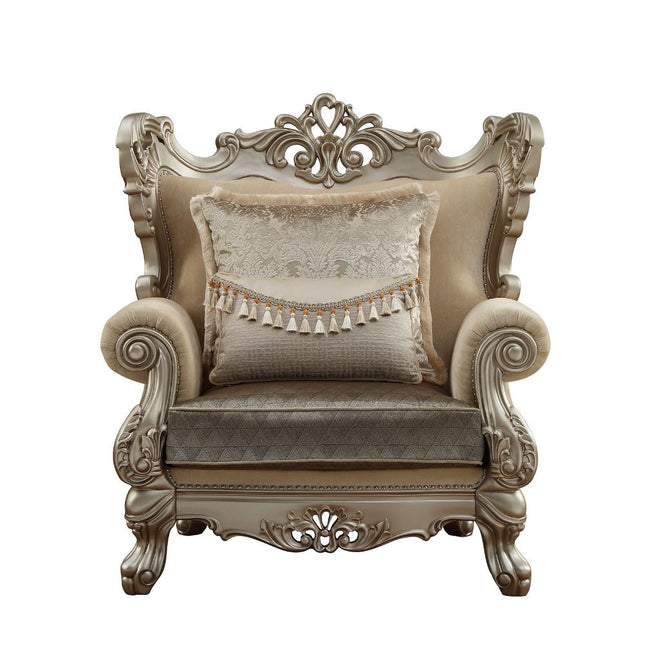 ACME 51042 Ranita Chair with 2 Pillows, Fabric & Champagne (1Set/2Ctn)