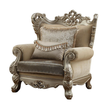 ACME 51042 Ranita Chair with 2 Pillows, Fabric & Champagne (1Set/2Ctn)
