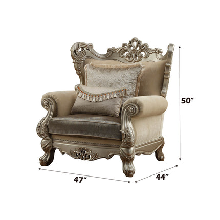 ACME 51042 Ranita Chair with 2 Pillows, Fabric & Champagne (1Set/2Ctn)