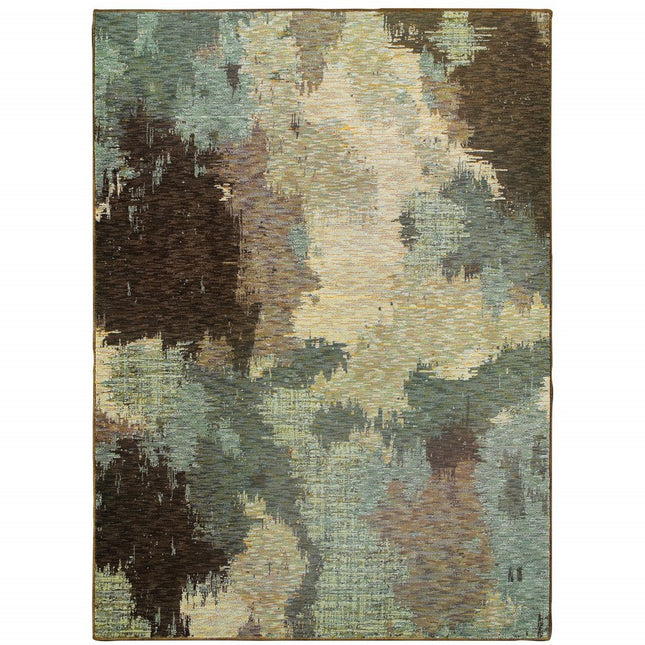 10' X 13' Blue and Ivory Abstract Power Loom Area Rug HomeRoots