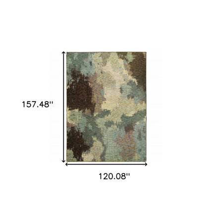 10' X 13' Blue and Ivory Abstract Power Loom Area Rug HomeRoots