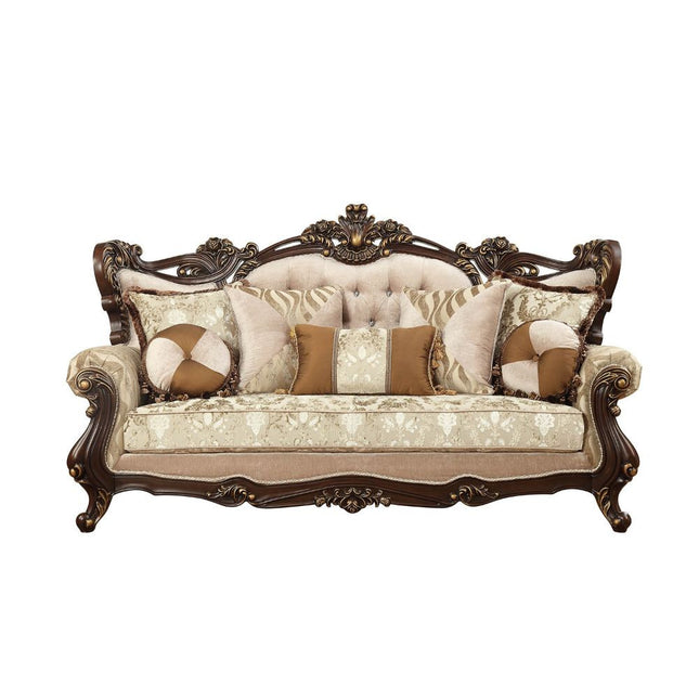 ACME 51050 Shalisa Sofa with 7 Pillows, Fabric & Walnut