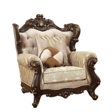 ACME 51052 Shalisa Chair with 2 Pillows, Fabric & Walnut ACME Furniture