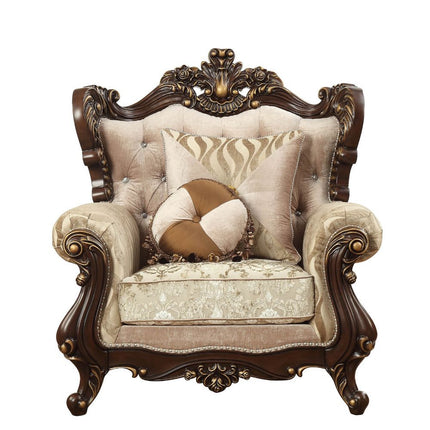 ACME 51052 Shalisa Chair with 2 Pillows, Fabric & Walnut