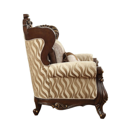 ACME 51052 Shalisa Chair with 2 Pillows, Fabric & Walnut