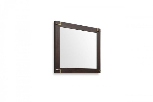 33" Brown and Gold Wood Framed Accent Mirror HomeRoots