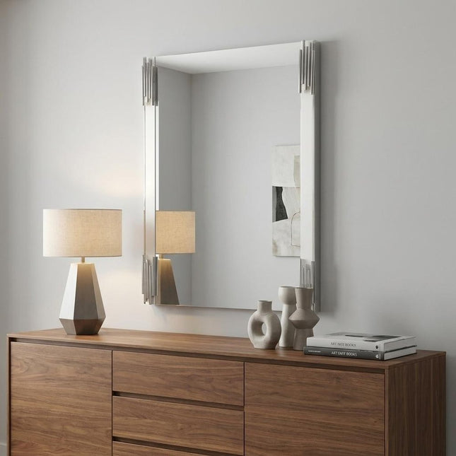 43" White Steel Framed Accent Mirror HomeRoots
