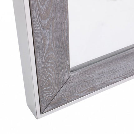 40" Gray and Silver Wood and Metal Framed Accent Mirror HomeRoots