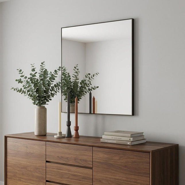 32" Gray Square Metal Framed Accent Mirror HomeRoots