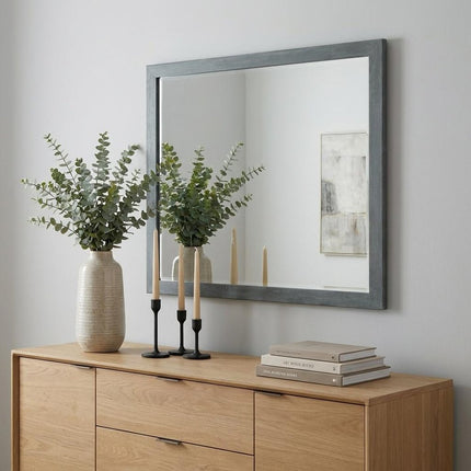 40" Dark Gray Solid Wood Framed Accent Mirror HomeRoots