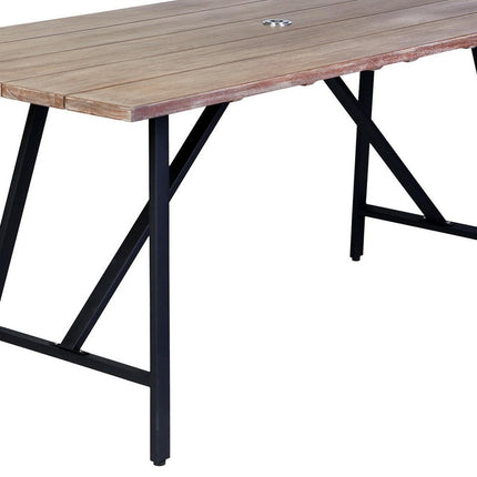 Five Piece Brown and Black Solid Wood Dining Set with Four Chairs