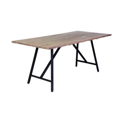Five Piece Brown and Black Solid Wood Dining Set with Four Chairs
