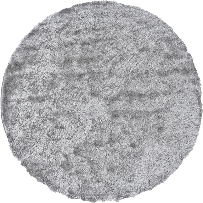 10' Gray And Silver Round Shag Tufted Handmade Area Rug HomeRoots
