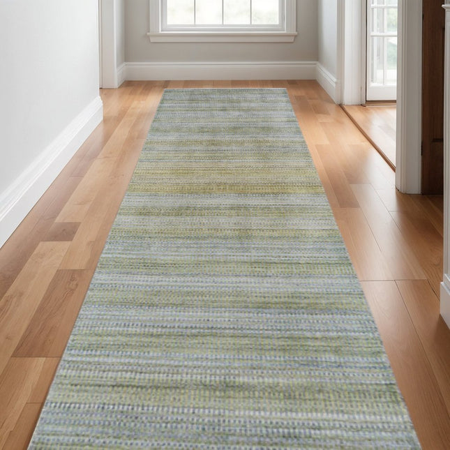 10' Blue and Green Ombre Hand Woven Runner Rug HomeRoots