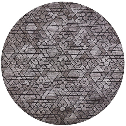 10' Black and Taupe Round Wool Paisley Hand Tufted Area Rug HomeRoots