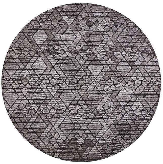 10' Black and Taupe Round Wool Paisley Hand Tufted Area Rug HomeRoots