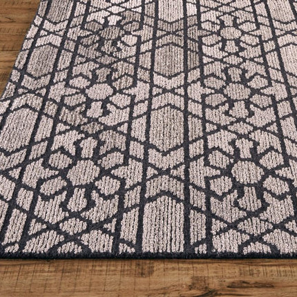 10' Black and Taupe Round Wool Paisley Hand Tufted Area Rug HomeRoots