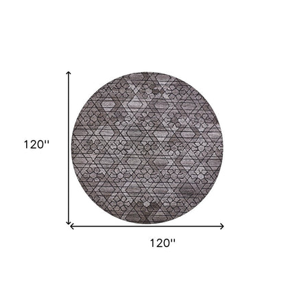 10' Black and Taupe Round Wool Paisley Hand Tufted Area Rug HomeRoots