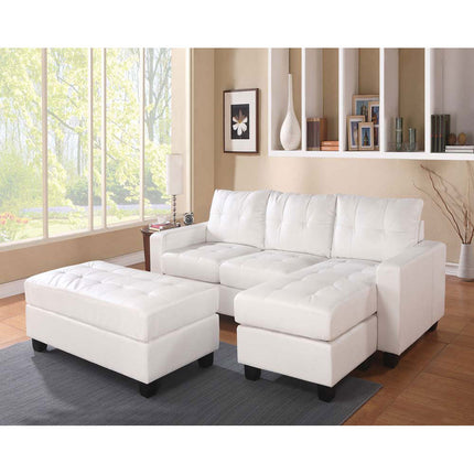 ACME 51210 Lyssa Sectional Sofa with Ottoman, White Bonded Leather Match
