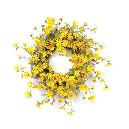 23" Green And Yellow Spring Daisy Artificial Wreath HomeRoots