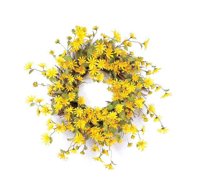 23" Green And Yellow Spring Daisy Artificial Wreath HomeRoots