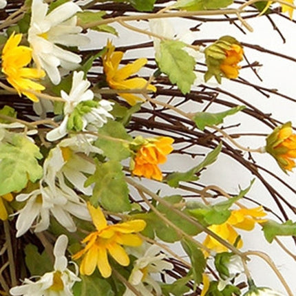 24" Green White And Yellow Spring Daisy Artificial Wreath HomeRoots