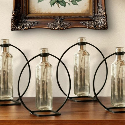 Set of Four Gray Round Metal Wall Vase HomeRoots