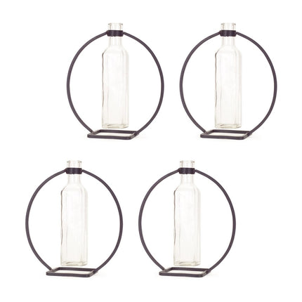 Set of Four Gray Round Metal Wall Vase HomeRoots