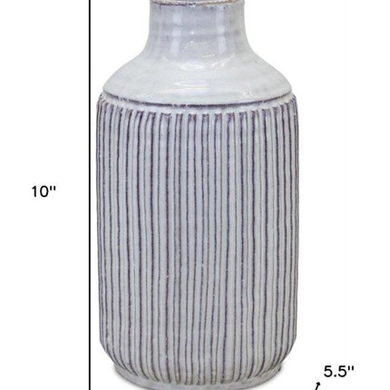 10" Off White Terracotta Striped Cylinder Table Vase HomeRoots