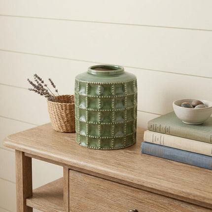 7" Green Terracotta Geometric Cylinder Table Vase HomeRoots