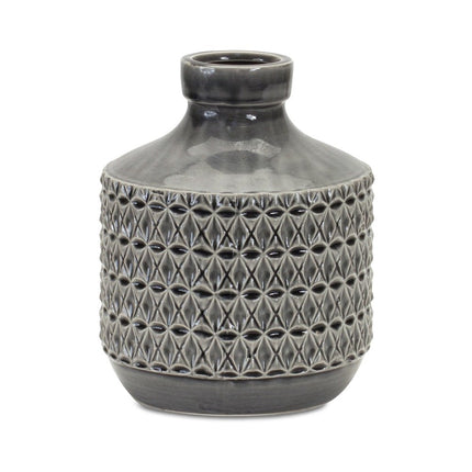 10" Gray Geometric Bud Terracotta Table Vase HomeRoots