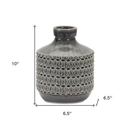 10" Gray Geometric Bud Terracotta Table Vase HomeRoots
