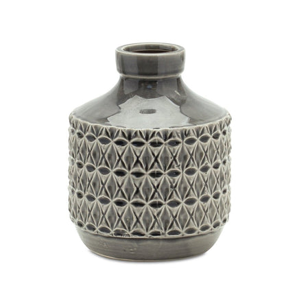 8" Gray Geometric Bud Terracotta Table Vase HomeRoots